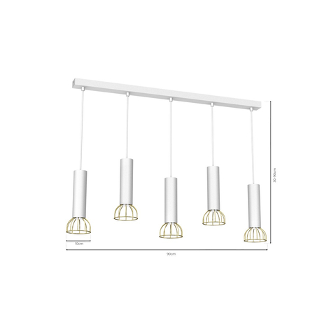 Milagro - Lampa wisząca DANTE White/Gold 5x mini GU10