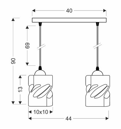 Felis lampa wisząca czarny 2x60w e27 klosz bursztynowy