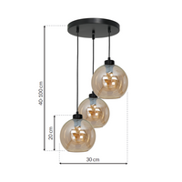 Milagro - Lampa wisząca SOFIA AMBER 3xE27