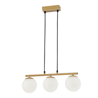 Carrine lampa wisząca drewniany 3x40W E14 klosz biały