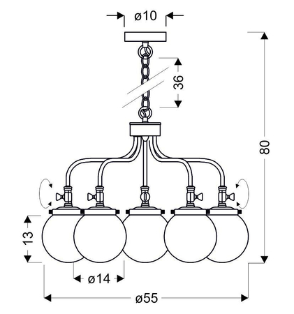 BALLET LAMPA WISZĄCA 5X40W E27 PATYNOWY