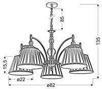 Candellux - Austin Lampa Wisząca 5X40W E14 Patyna