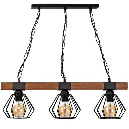 Milagro - Lampa wisząca ULF BLACK/WOOD 3xE27