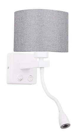 POLO KINKIET 1X40W E27 + 2W LED BIAŁY ABAŻ. OKRĄGŁY SZARY