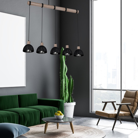 Milagro - Lampa wisząca ERIK Sawn black/Patinated wood 5XE27