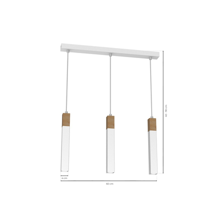 Milagro - Lampa wisząca SOLO SAWN WHITE / PATINATED WOOD 3x mini GU10