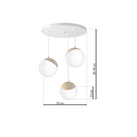 Milagro - Lampa wisząca SFERA WOOD 3xE14