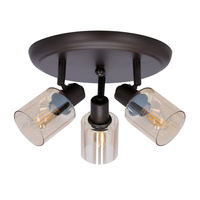 AGRA LAMPA SUFITOWA PLAFON BRUNATNY 3X40W E14 KLOSZ BURSZTYNOWY