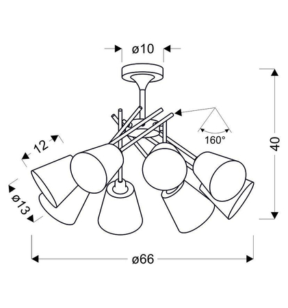 VOX LAMPA WISZĄCA 8X40W E14 CHROM Z ABAŻUREM