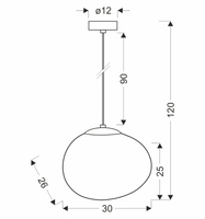 STONES lampa wisząca czarny 30cm 1x40W E27 klosz biały