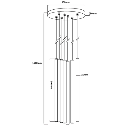 Lampa wisząca Lungo 7 złota 7xG9