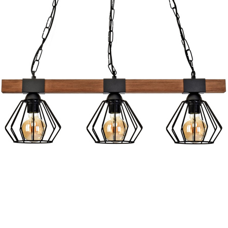 Milagro - Lampa wisząca ULF BLACK/WOOD 3xE27