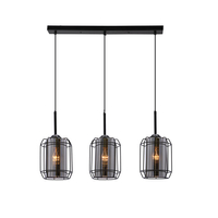 Jonera lampa wisząca czarny 3x40w e27 klosz dymiony