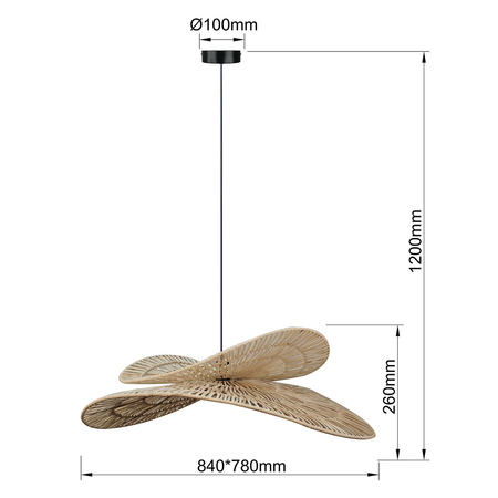 Rattanowa lampa wisząca Raya naturalna 1xE27