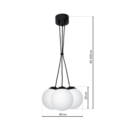 Milagro - Lampa wisząca LIMA BLACK 3xE14