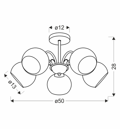 Candellux - Nestor Lampa Wisząca Patynowy 5X40W E27 Klosz Biały