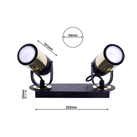 Milagro - Lampa sufitowa WILSON BLACK 2xGU10