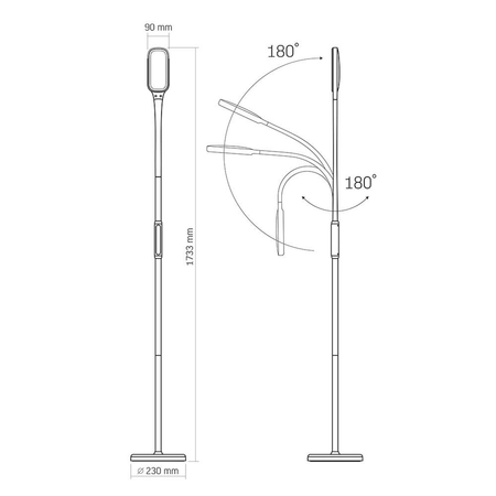 Lampa LED 2w1 podłogowa biurkowa czarna 12W 3 barwy VLE-TF07B