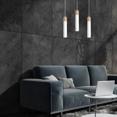 Milagro - Lampa wisząca SOLO SAWN WHITE / PATINATED WOOD 3x mini GU10