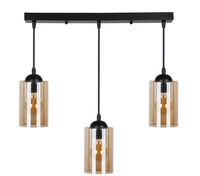 Bistro lampa wisząca czarny 3x40w e27 klosz brązowy