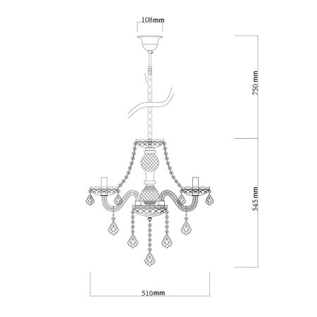Lampa wisząca Cristallo srebrna 3xE14