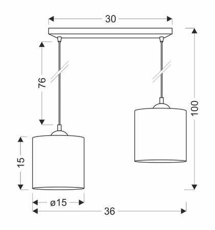 LEGNO LAMPA WISZĄCA CZARNY 15 2X40W E27 ABAŻUR ORZECHOWY