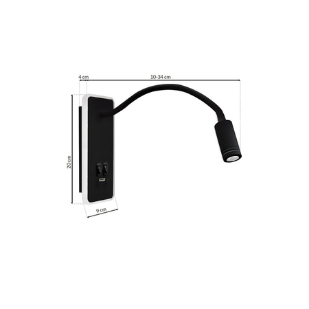 Milagro - Lampka nocna BASE 8W+2W BLACK