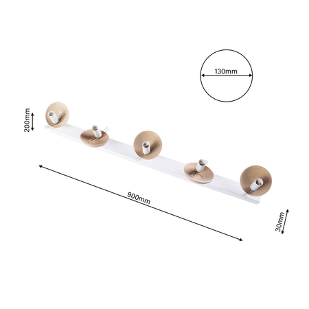 Milagro - Lampa sufitowa SFERA WOOD 5xE14