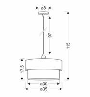 Arezzo lampa wisząca czarny 1x60W E27 abażur czarny+oliwkowy