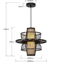 Rattanowa lampa wisząca Astra czarna 1xE27