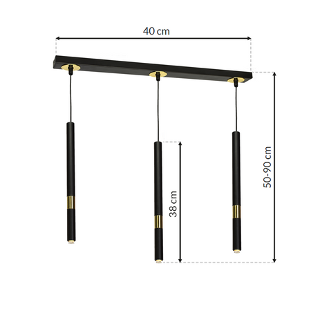 Milagro - Lampa wisząca MONZA BLACK/GOLD 3xG9 8W