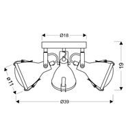 CRODO LAMPA SUFITOWA PLAFON 3X40W E14 SZARY
