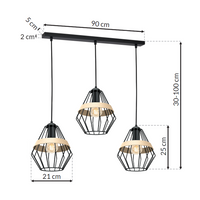 Milagro - Lampa wisząca CLIFF BLACK 3xE27