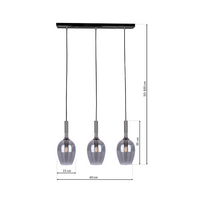 Milagro - Lampa wisząca LUGANO SMOKED 3xE14