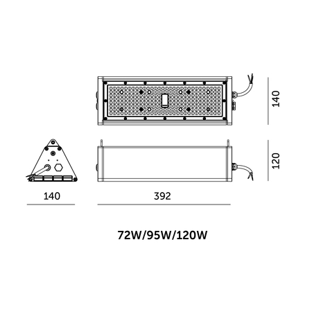High Bay LED NICO 72W/95W/120W 3CCT IP65 60°x90° Kobi Pro