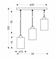 Bistro lampa wisząca czarny talerz 3x40w e27 klosz brązowy