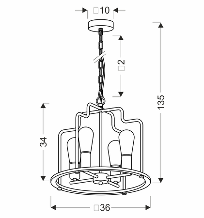 Datus lampa sufitowa czarny 4x40W E27