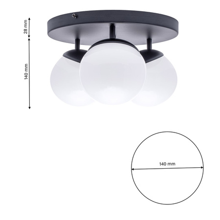 Milagro - Lampa sufitowa SFERA BLACK 3xE14