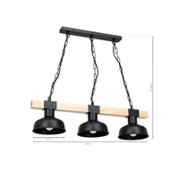 Milagro - Lampa wisząca FARO BLACK/NATURAL WOOD 3xE27 60W
