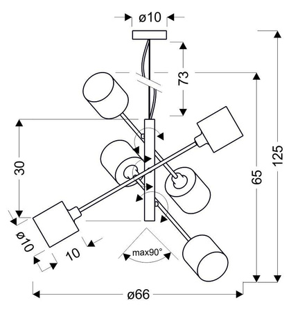 Candellux - Sax Lampa Wisząca Linka 6X40W E14 Satyna