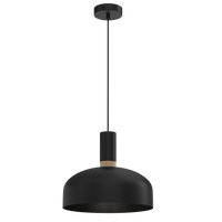 Milagro - Lampa wisząca MALMO BLACK/WOOD 1xE27