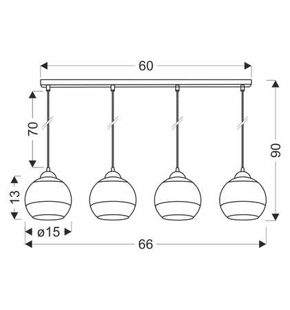 CONTESSA LAMPA WISZĄCA CZARNY 4X40 E27 KLOSZ ZŁOTY