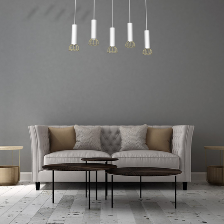 Milagro - Lampa wisząca DANTE White/Gold 5x mini GU10