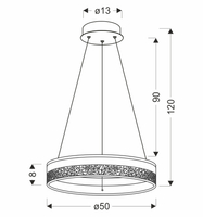 FROZI lampa wisząca biały 32W LED 3000K kryształki bezbarwne