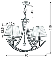 VALENCIA LAMPA WISZĄCA 4X40W E14 PATYNA 70X110