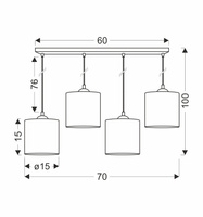 Candellux - Legno Lampa Wisząca Czarny 15 4X40W E27 Abażur Orzechowy