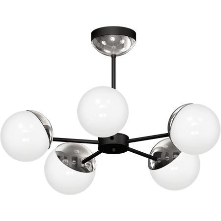 Milagro - Żyrandol SFERA BLACK/CHROME 5xE14