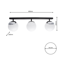 Milagro - Lampa sufitowa SFERA BLACK/CHROME 3xE14