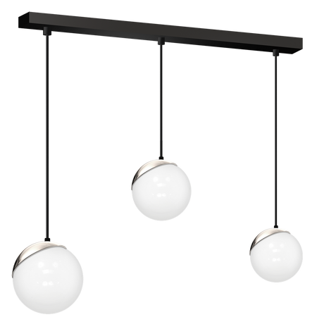 Milagro - Lampa wisząca SFERA BLACK/CHROME 3xE14