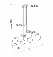 Candellux - Maldus Lampa Wisząca Chromowy 6X40W G9 Klosz Biały